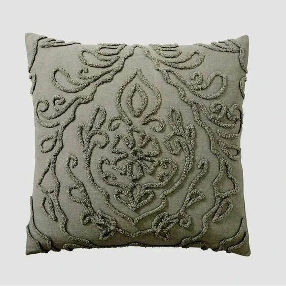 Pottery Barn Other - Sateen Sham Embroidery Gray Euro Size - NEW - Renee Candlewick Pottery Barn